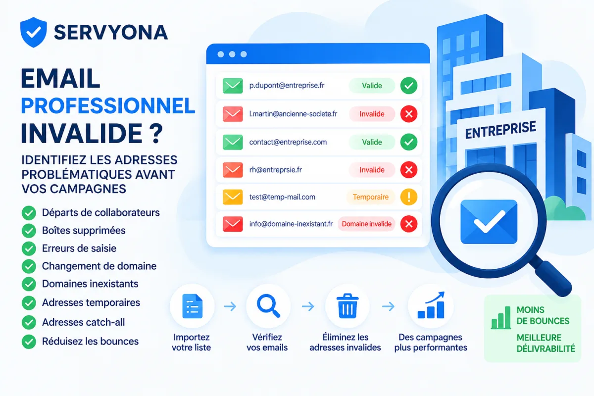 Vérification d’une adresse email professionnelle invalide