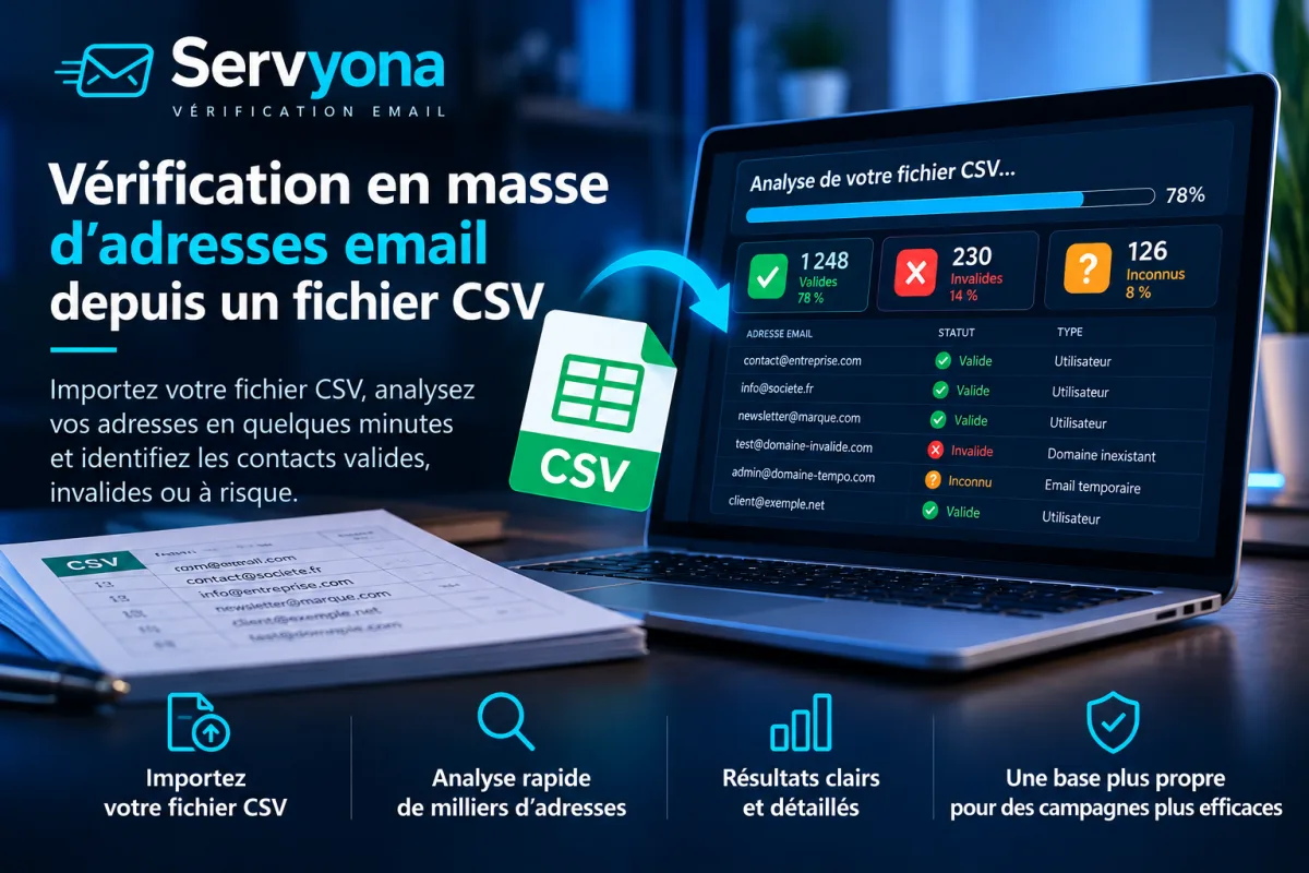 Vérification en masse d’adresses email depuis un fichier CSV